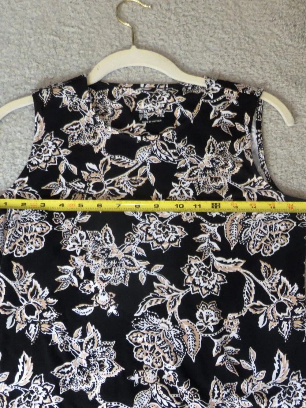 NEW NWOT Denim & Co. Beach Black Floral Print Sleeveless High Neck Tank Top XXS
